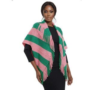 The Luxe Pink & Green Fringe Cocoon Layering Fashion Top